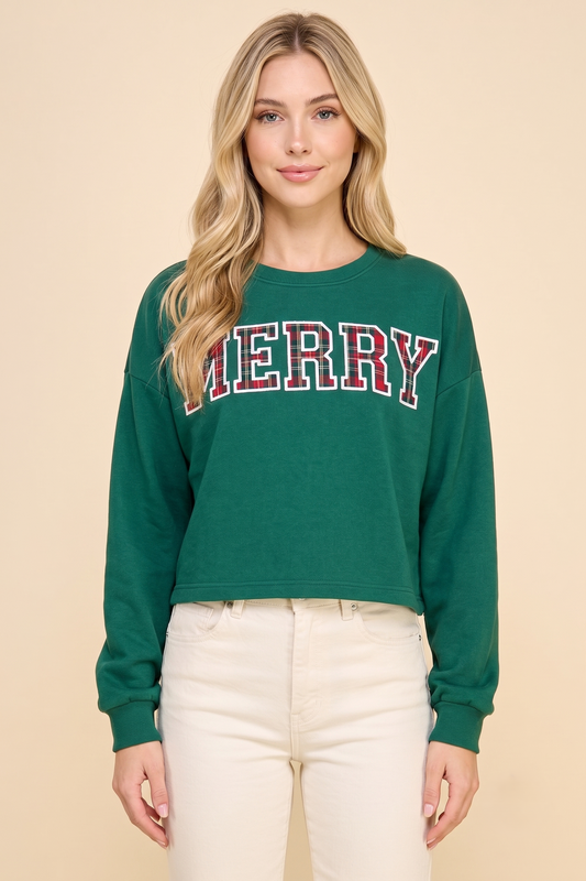Womens Merry Patch Long Sleeve Knit T Shirt